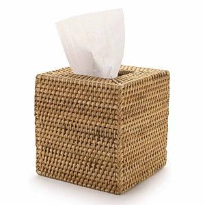 Rattan Tissue Box Cover Square, Hand Woven Wicker Tissue Holder, 5.5 x 5.5 X 5.7 inch, Natural
