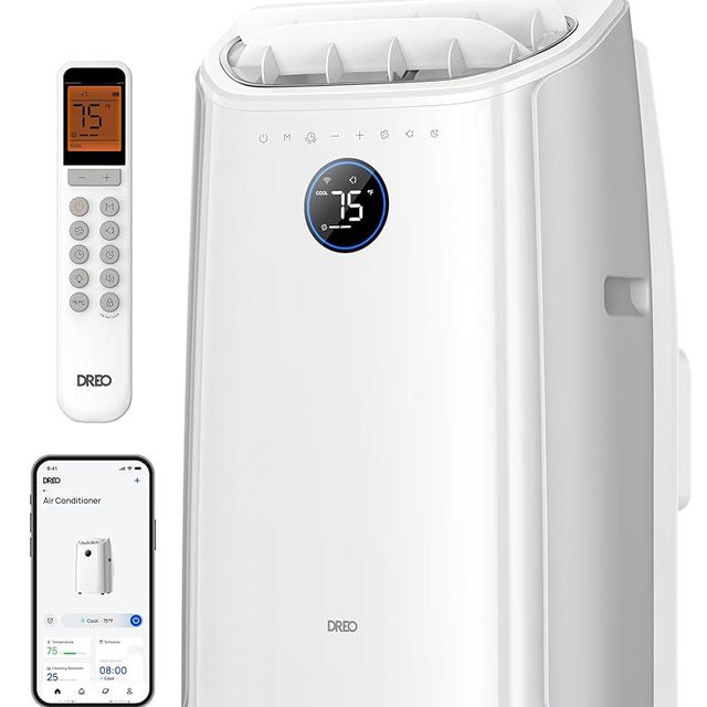 Dreo Portable Air Conditioners, 12000 BTU ASHRAE (8000 BTU DOE) Smart AC Unit for Room with Drainage-free Cooling, APP/Voice/Remote, Fan & Dehumidifier, Quiet Standing AC for Bedroom, AC515S New