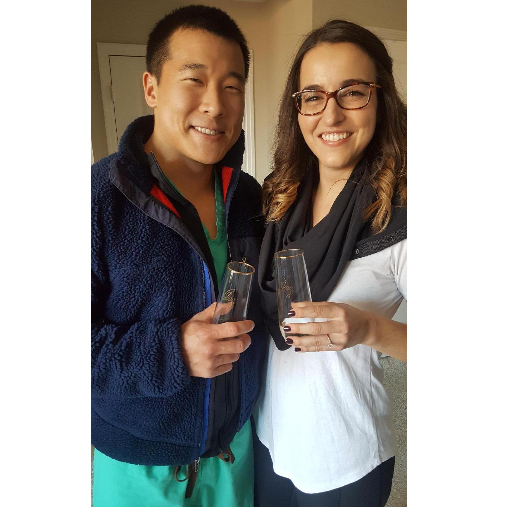 Right after Wesley proposed, and Ali and Lindsay jumped out of his closet!