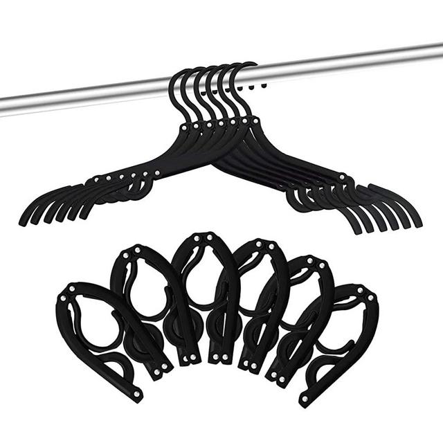 24 Pcs Travel Hangers - Portable Folding Clothes Hangers Travel Accessories Foldable Clothes Drying Rack for Trave (Black)