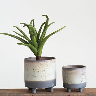 Large Stoneware Footed Planter