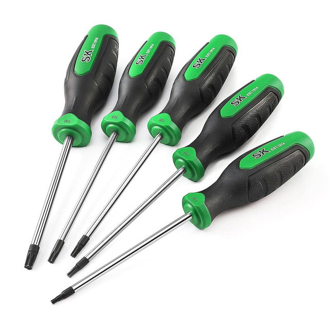 SK 5-Piece Star Screwdriver Set, Magnetic Screwdriver Set, S2 Steel, SureGrip Handle