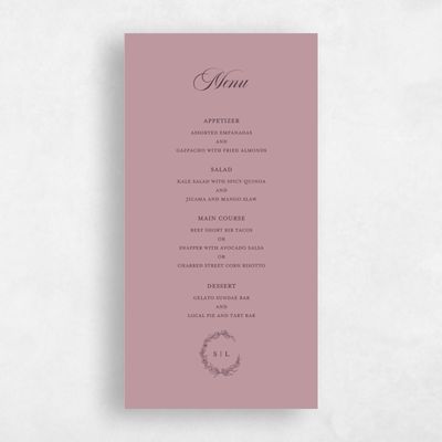 Dusty Rose, Pink Wedding Menu - Goundry