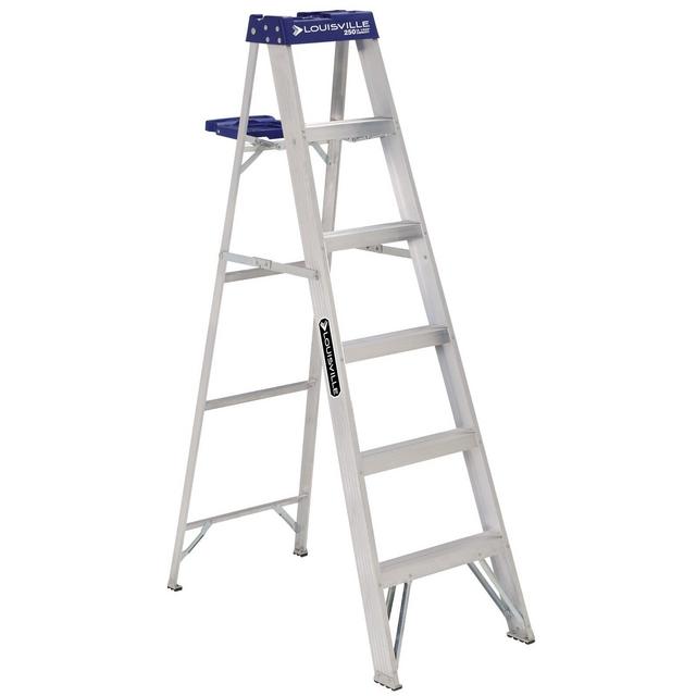 Louisville Ladder, 6 Ft, Aluminum Step Ladder, Type I, 250 Lb Load Capacity, As2106