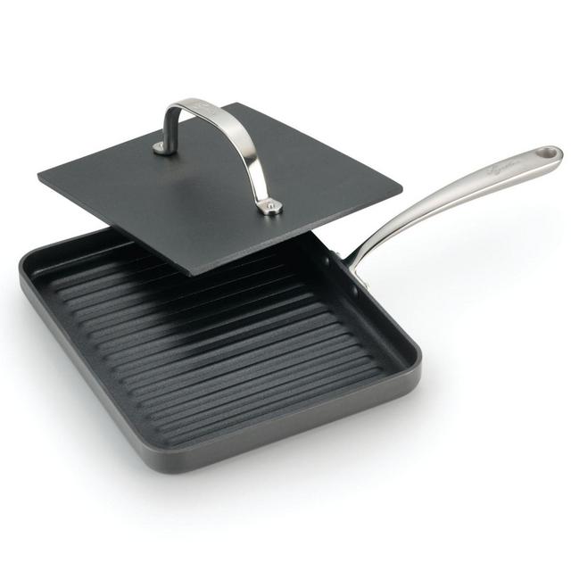 Lagostina 10-Inch Panini Pan with Cast Iron Press in Grey