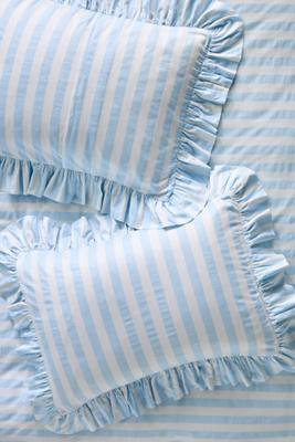 Maeve Cotton Striped Ruffle Printed Shams, Set of 2