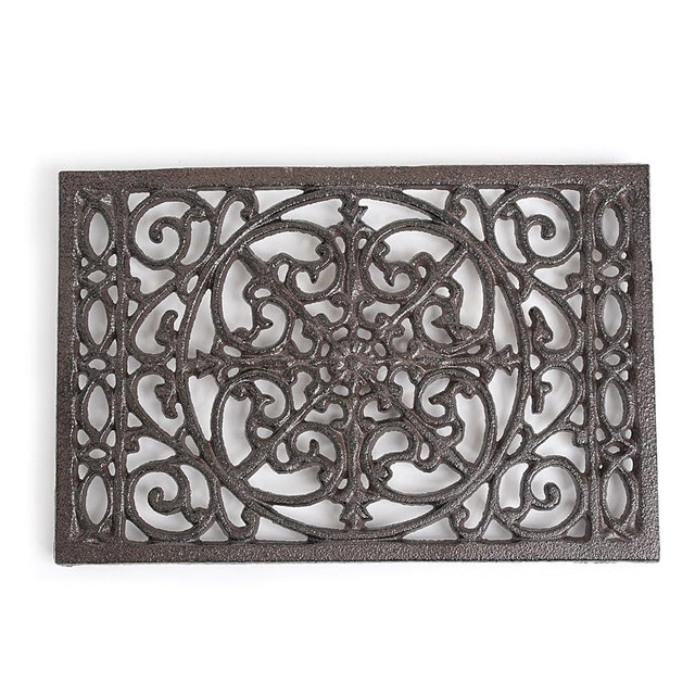 Sungmor Rectangle Cast Iron Trivets, Metal Trivet for Hot Pots and Pans, Heavy Duty Rustic Wood Stove Tea Pot Trivet, Decorative Hot Pot Holder for Kitchen Counter and Dining Table, Intricate Pattern