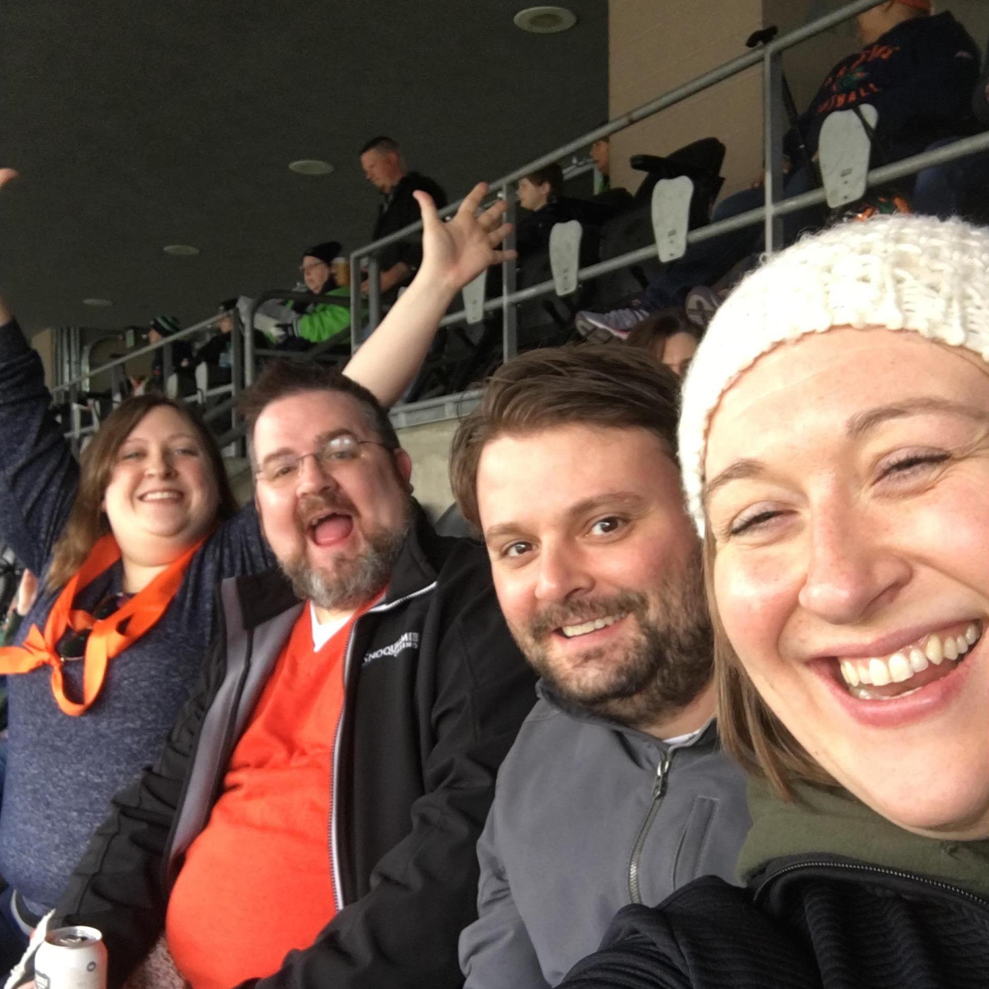 Our last pre-pandemic outing at a Seattle Dragons game with dear friends for Eric's birthday!