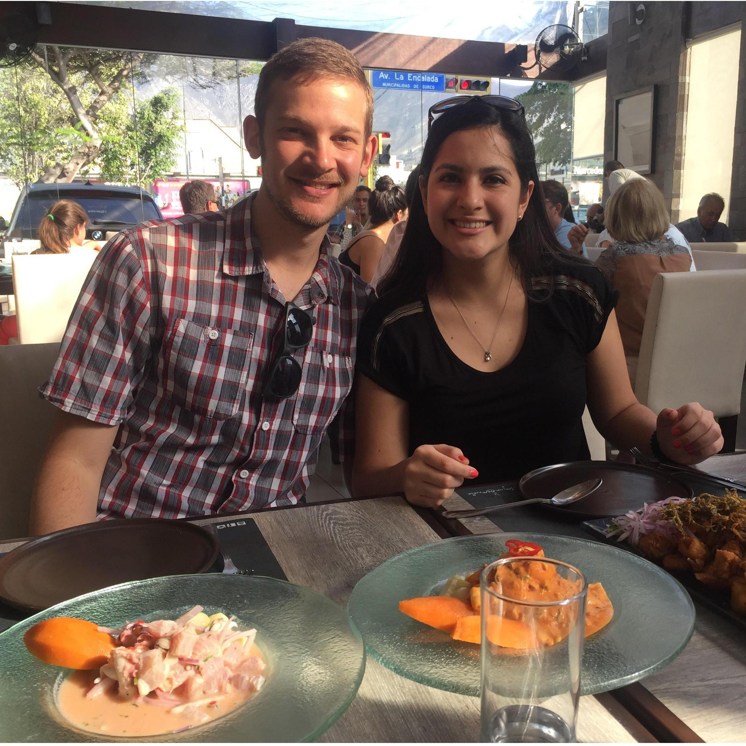 Buen provecho! Gabe's first trip to Peru in 2016 started with ceviche.