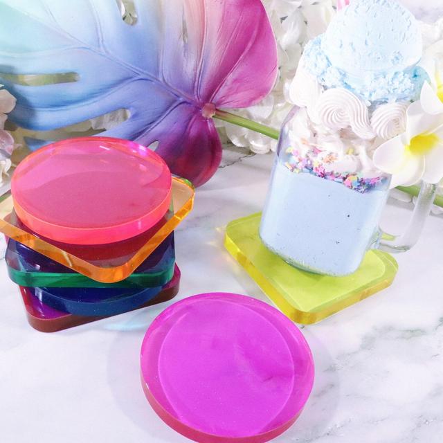 Large Resin Coasters - Vivid Colors and...
