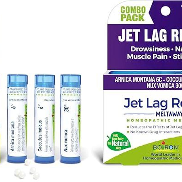 Boiron Jet Lag Relief Kit - Travel Essential for Relief from Nausea, Stiffness, Muscle Pain, and Drowsiness from Long Flights - (240 Pellets), (Pack of 6)