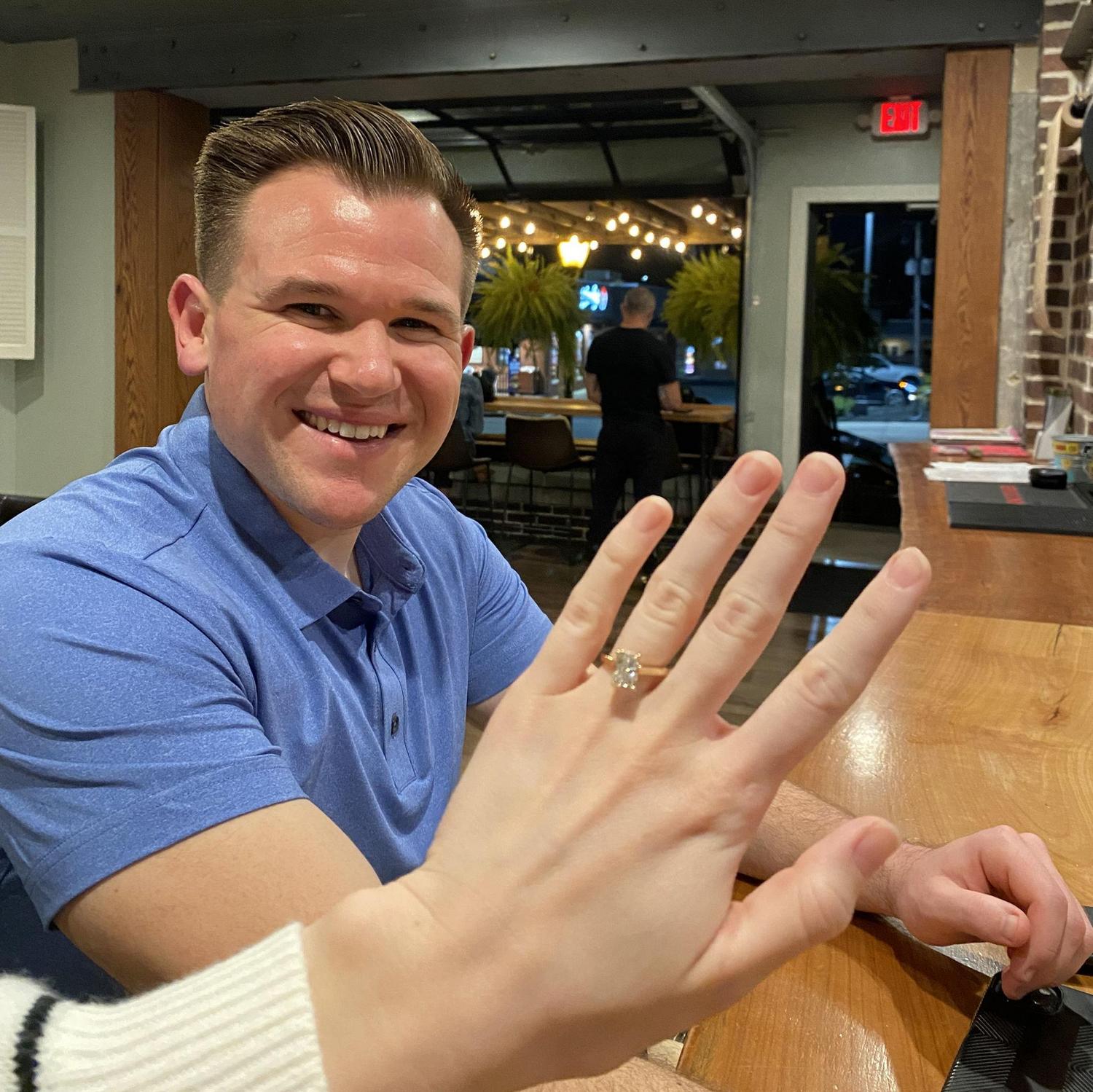 The night we got engaged, having a drink in West Reading to celebrate - the same place as one of our first dates!