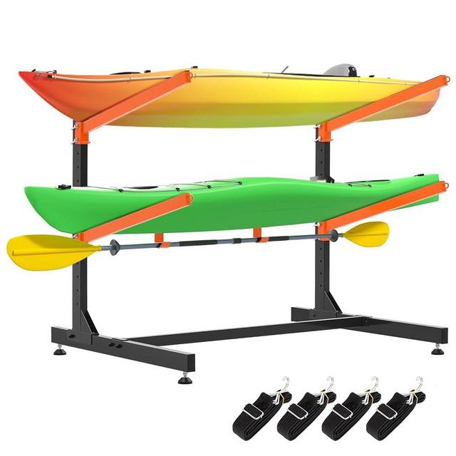 UOKRR Kayak Storage Rack, Freestanding Kayak Racks for Garage, Heavy Duty Adjustable Kayak Stand Indoor Outdoor Storage Rack for Kayaks, Canoes, Surfboard & Paddleboard
