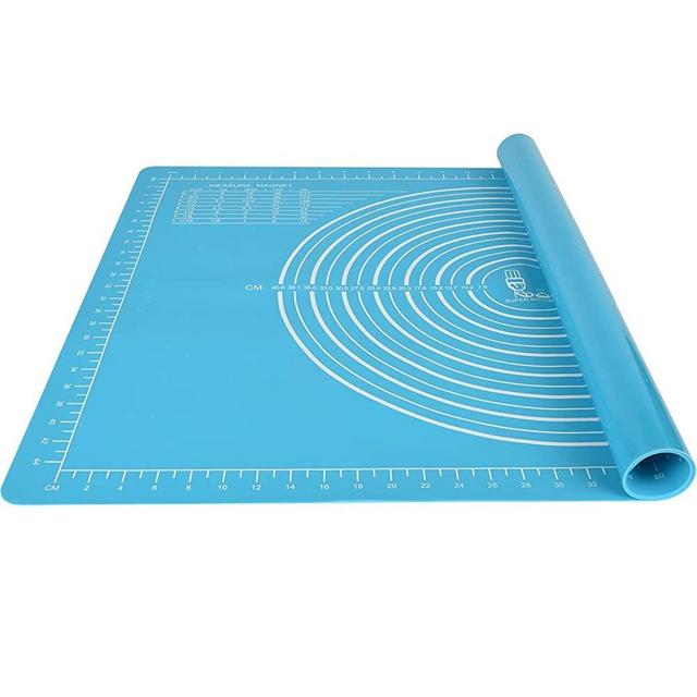 Non-slip Silicone Pastry Mat Extra Large 28''By 20'' for Non Stick Baking Mats, Table/Countertop Placemats, Dough Rolling Mat , Kneading/ Fondant/Pie Crust Mat By Super Kitchen(20×28, Blue)