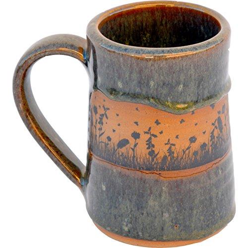 ALWAYS AZUL POTTERY Butterflyscape 17 Oz. Small Tankard in Seamist Glaze - Handmade Ceramic Beer Mugs - Stylish and Unique Handcrafted Artistic Stoneware- Polished Clay Cups, Great For Beer & Coffee
