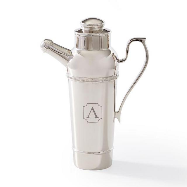 Personalized "I" Silver Vintage Cocktail Shaker