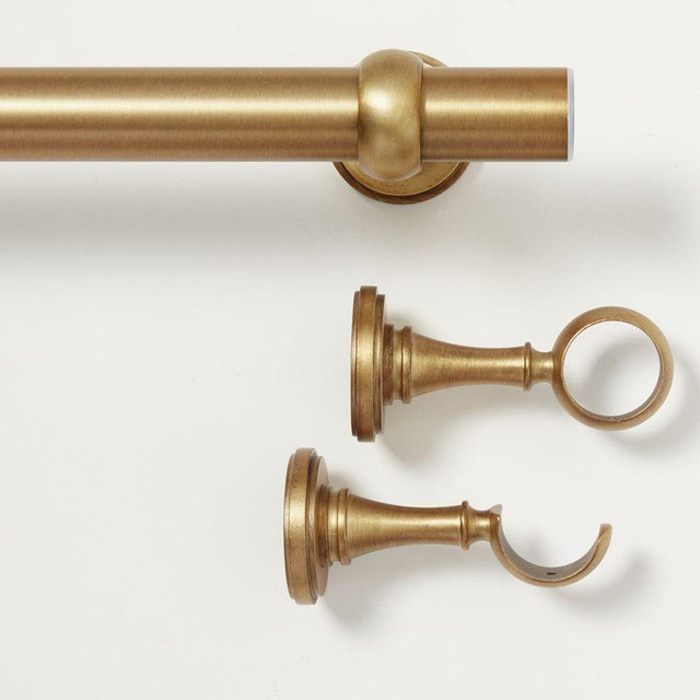 Somorset 1.25" Diam Curtain Rod, Medium, Burnished Brass