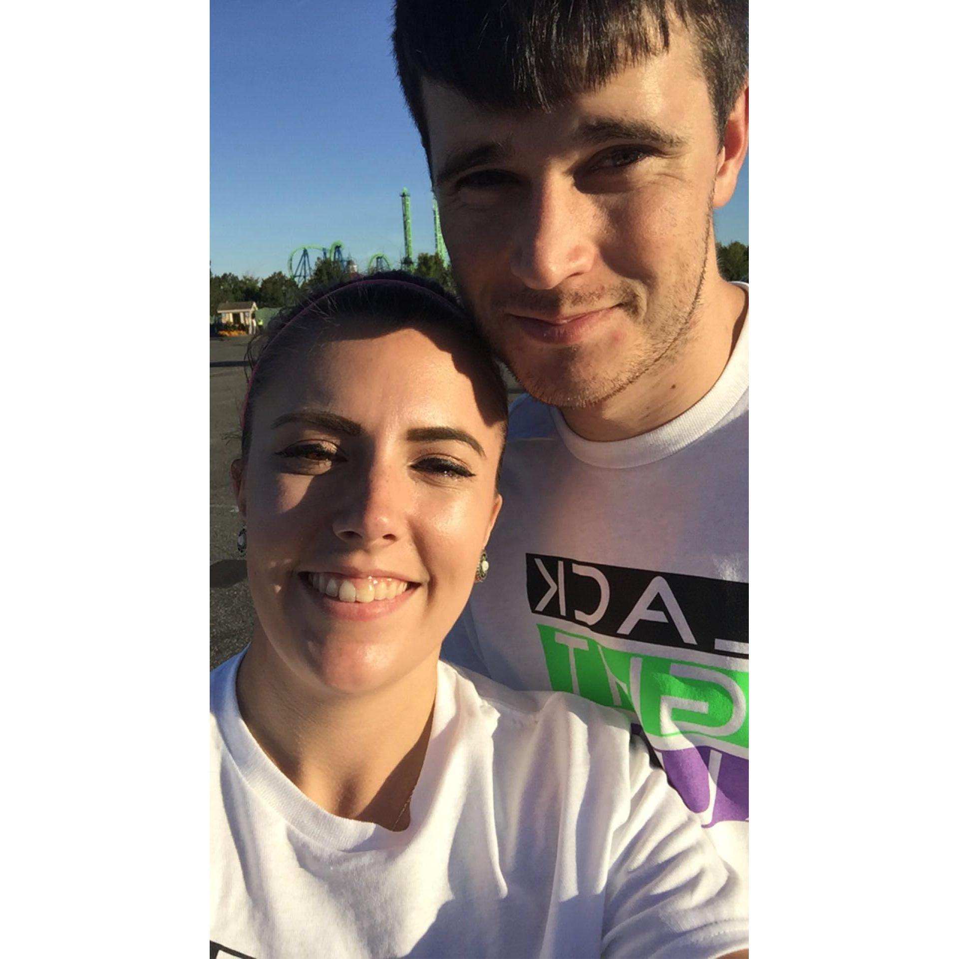 Before the color run at Six Flags...