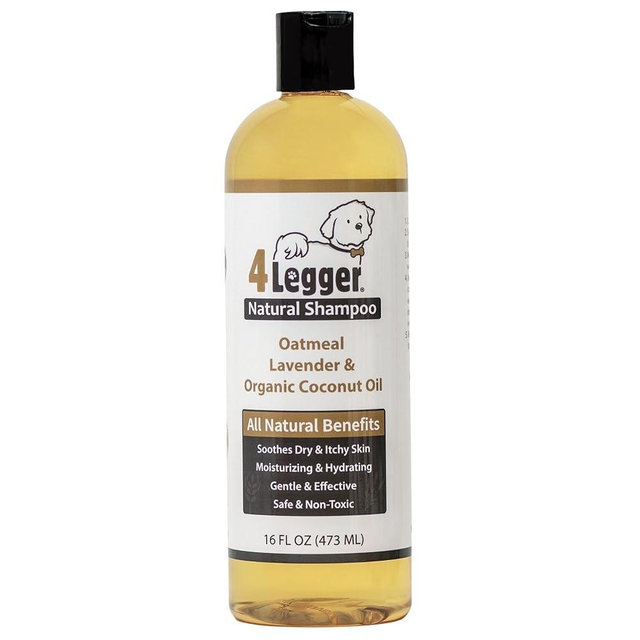 4Legger All Natural Organic Oatmeal Dog Shampoo for Itchy Skin with Aloe, Coconut & Lavender Essential Oil, Hypoallergenic, Moisturizing for Normal, Dry, Itchy, or Sensitive Skin, USA Made, 16 oz