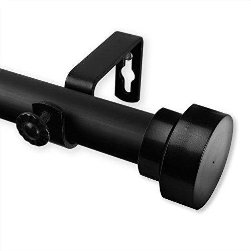 Rod Desyne Bonnet 1" OD 160-240 inch-Black Single Curtain Rod Set, 160-240",