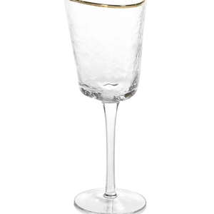 Zodax Aperitivo Triangular Stemware - Clear with Gold Rim - Set of 4 Wine
