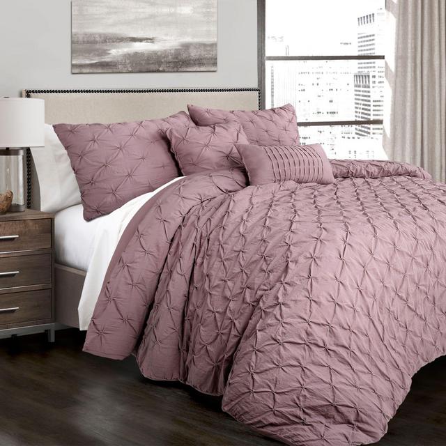Lush Decor Ravello Pintuck King Comforter Set in Woodrose