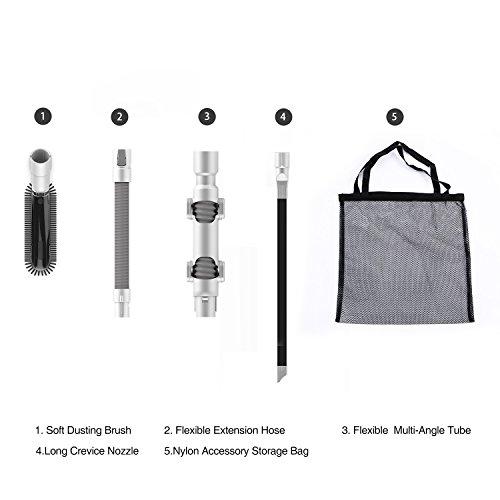 Tineco A10 & A11 Accessories KIT: Soft Dusting Brush, Flexible Multi-Angle Tube, Flexible Extension Hose, Long Crevice Nozzle, Nylon Accessory Storage Bag