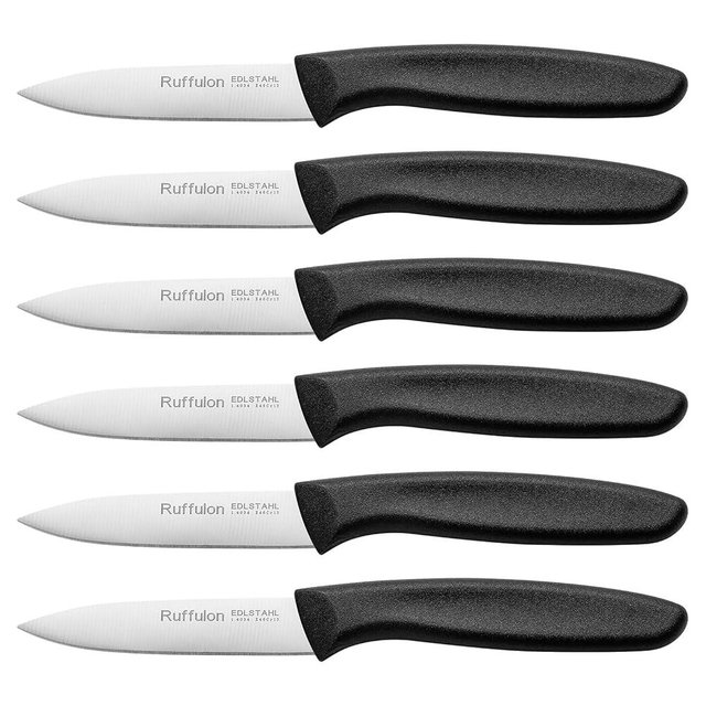 Ruffulon Paring Knife Fruit Knife Set (6 Pieces), Ultra Sharp Stainless Steel Vegetable and Fruit Knife with PP Plastic Ergonomic Handle for Cutting Fruits and Vegetables.