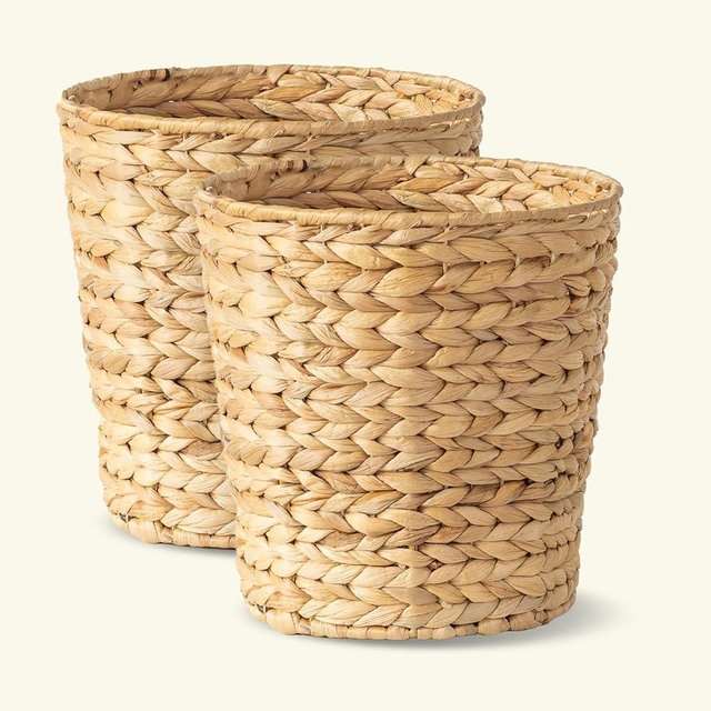 TREVIETDECOR Set of 2 Wicker Trash Cans, Woven Trash Can or Wicker WasteBaskets for Bedroom, Bathroom, Office and More