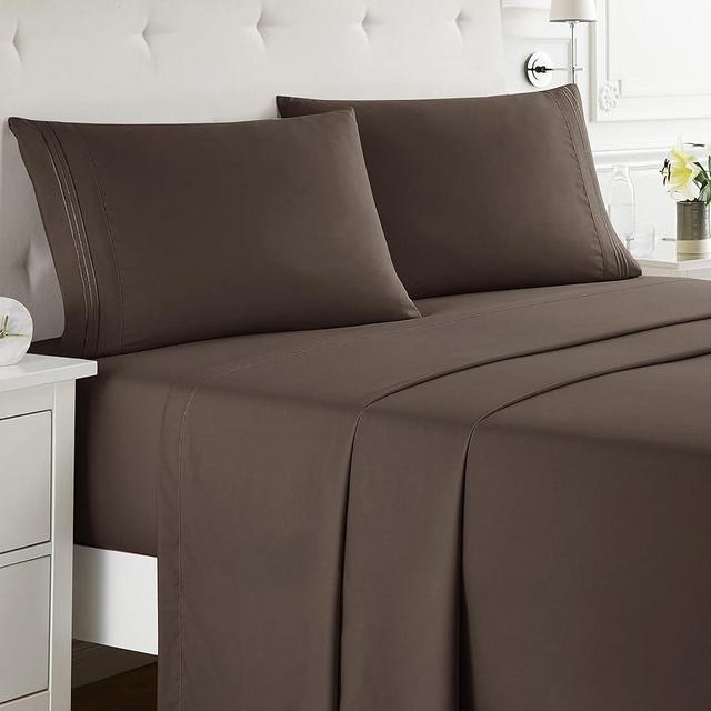 Nestl King Size Sheets Set - 4 Piece King Sheets, Deep Pocket, Hotel Luxury, Extra Soft, Breathable and Cooling, Chocolate Brown King Bed Sheets