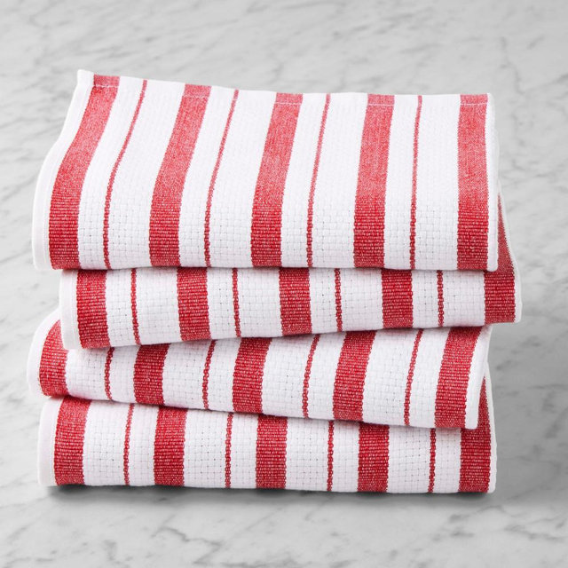 Williams Sonoma Classic Stripe Towels, Set of 8, Claret Red