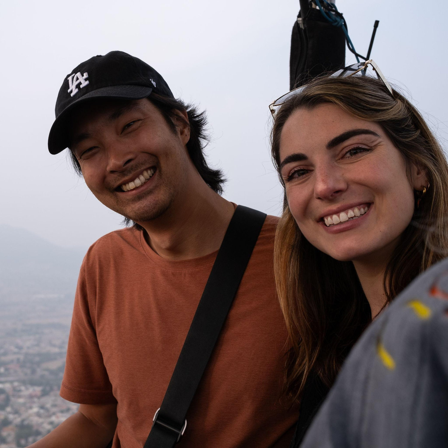 Sarah and Bryce on their first hot air balloon ride in Mexico City.