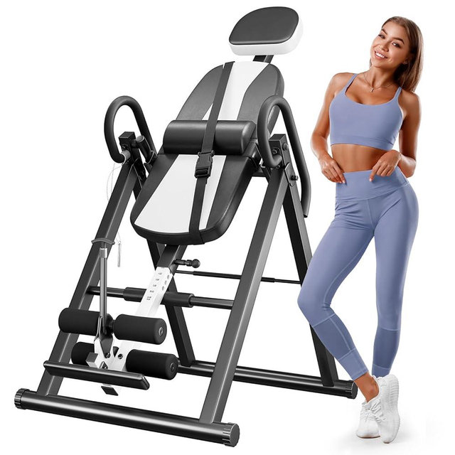YOLEO Gravity Heavy Duty Inversion Table with Headrest & Adjustable Protective Belt Back Stretcher Machine for Pain Relief Therapy