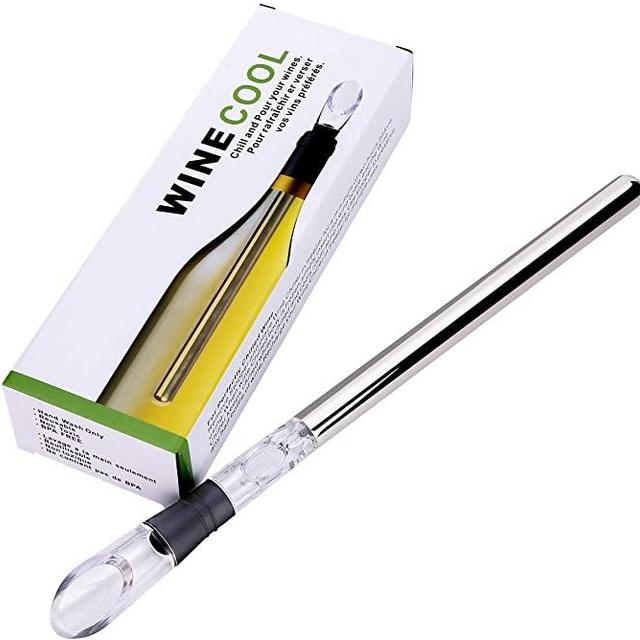 Wine Chiller, 3-in-1 Stainless Steel Wine Bottle Cooler Stick - Rapid Iceless Wine Chilling Rod with Aerator and Pourer - Perfect Wine Accessories Gift