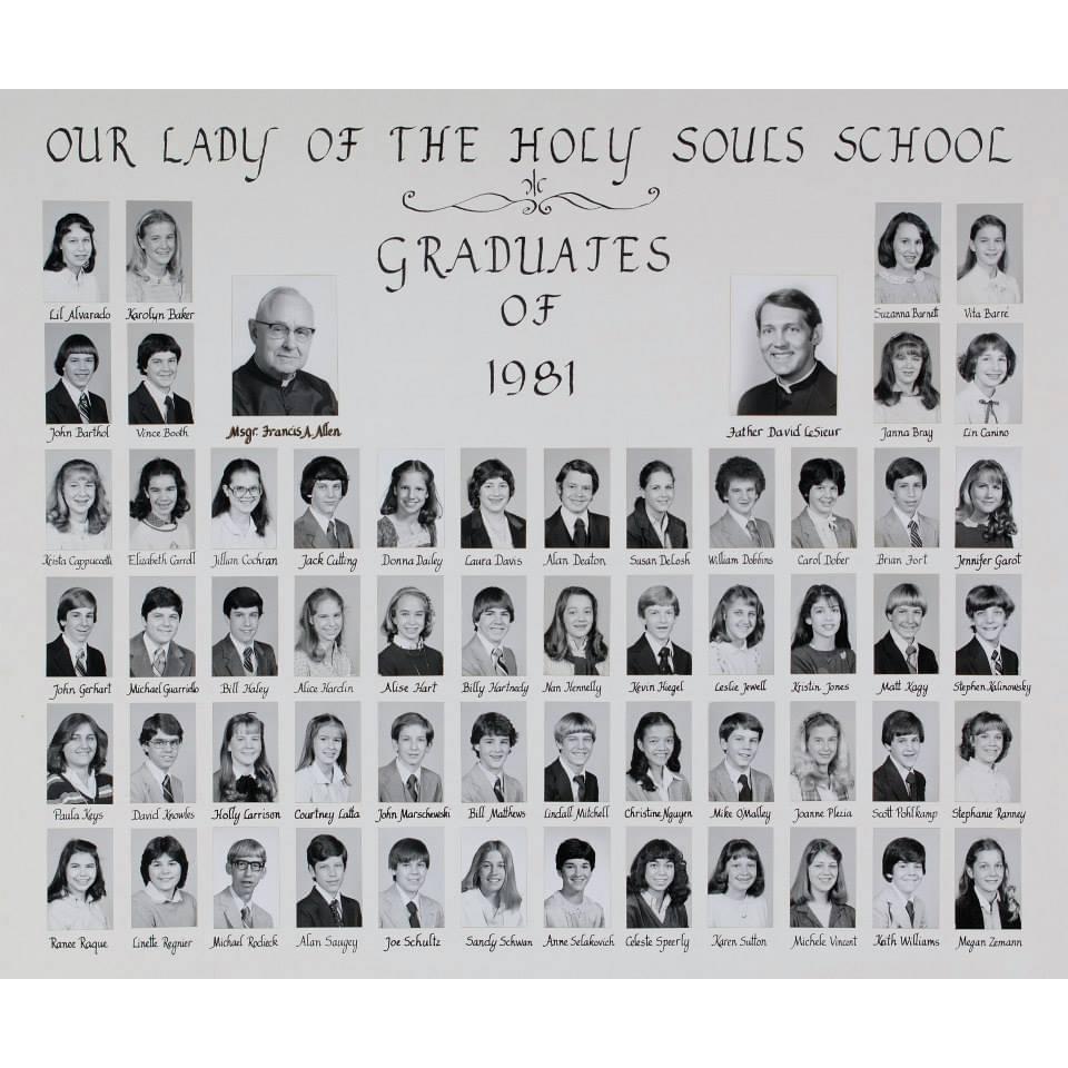 Eighth grade Holy Souls graduation photos.