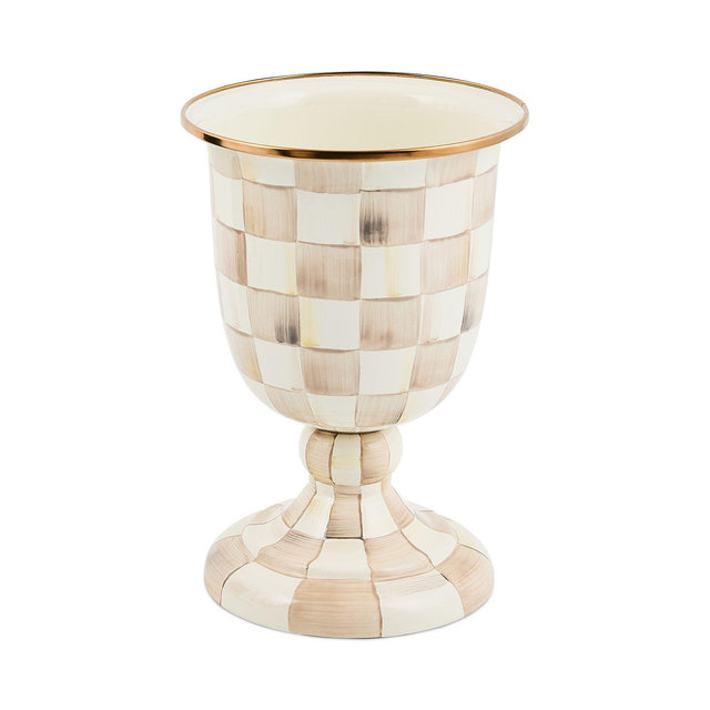 MacKenzie-Childs Mocha Check Pedestal Vase
