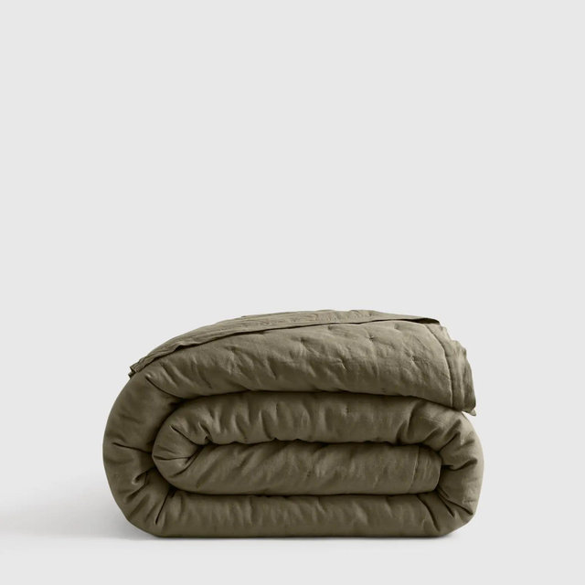 European Linen Dream Quilt in Dusty Olive - King
