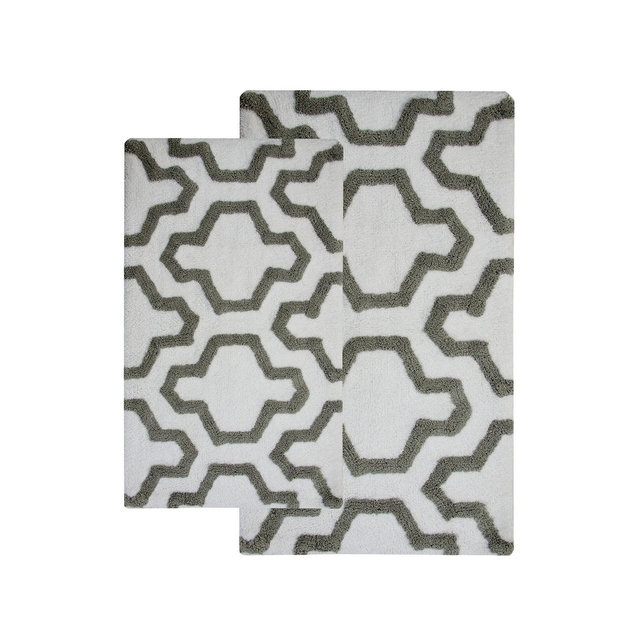Saffron Fabs Quatrefoil Non-Skid Cotton 2-Pc. Bath Rug Set