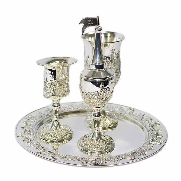 Metal Jerusalem 4 Piece Havdalah Set
