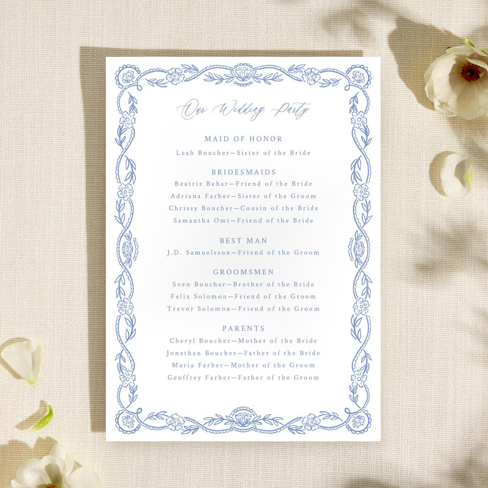Estella | Dark Pastel Blue | Zola Wedding Programs