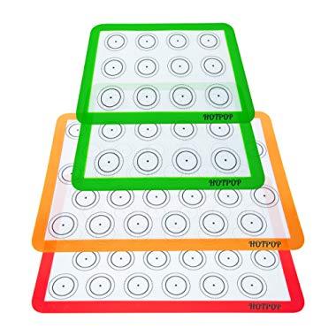 Set of 4 Reusable Silicone Macaron Baking Mats 0.75mm (2 Half Sheets and 2 Quarter Sheets), Non Stick Silicone Liner for Bake Pans and Rolling – Macaron, Pastry, Cookie, Bun, Brioche, Bread Making
