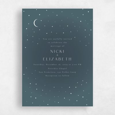 Deep Blue Spruce Wedding Invitation - Cosima Portrait