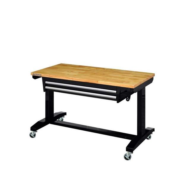 46 in. Adjustable Height Work Table with 2-Drawers in Black