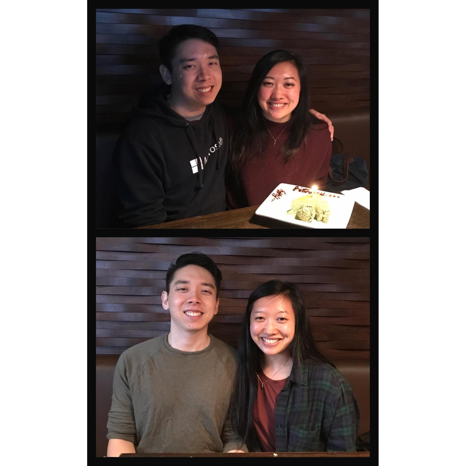 (top) 2017, Gyu-Kaku: our first actual date after becoming gf/bf was on my birthday.
(bottom) 2019, Gyu-Kaku: celebrating my birthday at the same restaurant