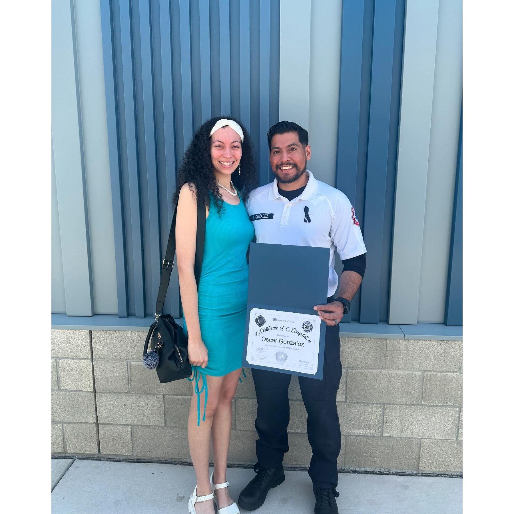 Oscar graduated from FCC with his certificate for EMT!