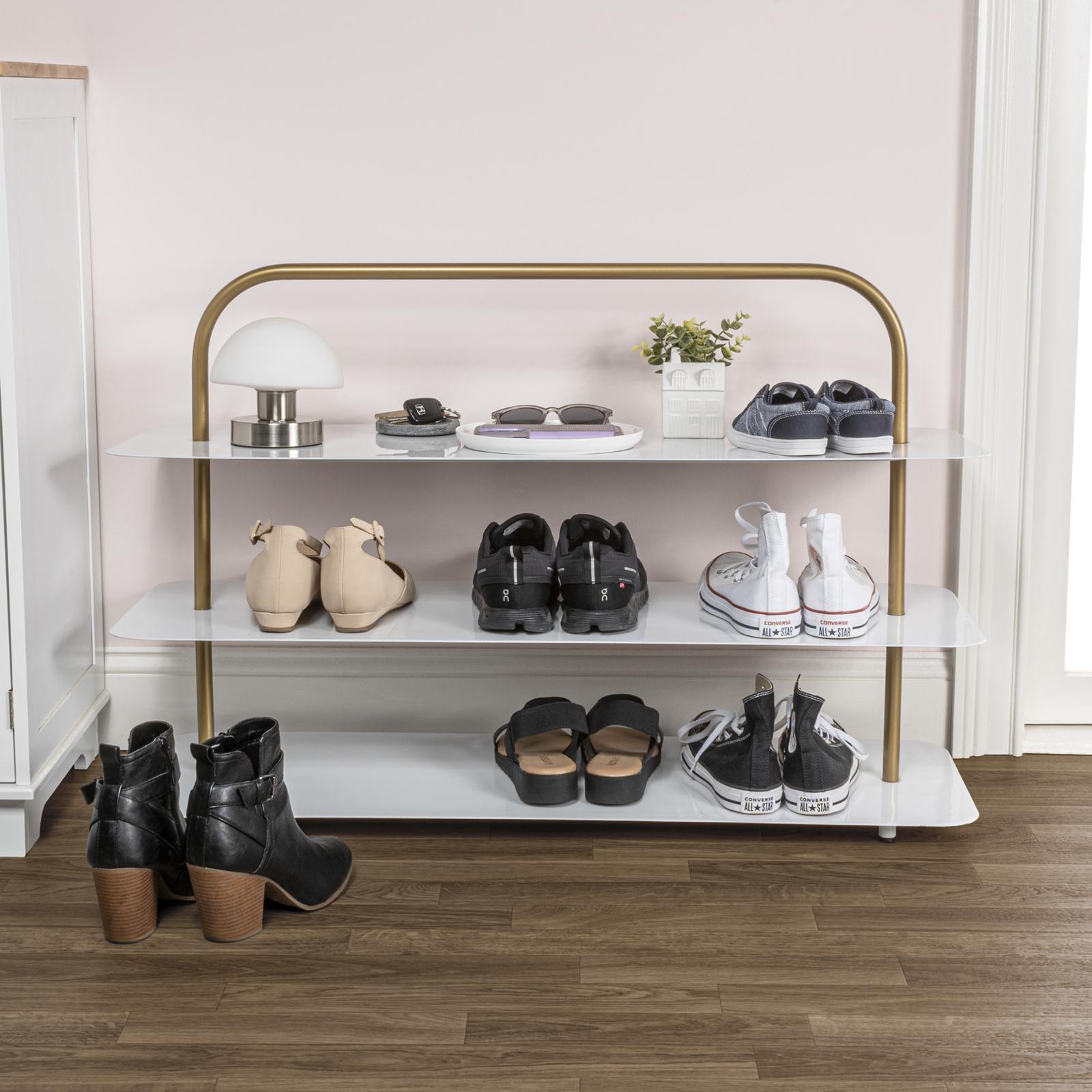 Happimess, Minimalist 3-Tier Thin Flat Plate Shoe Rack | Zola