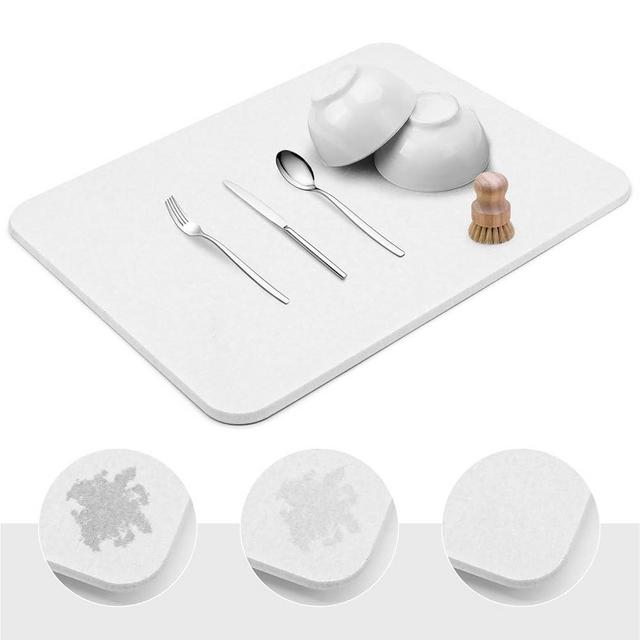 Stone Dish Drying Mats, Diatomaceous Earth Water Absorbing Dish Drying Mats for Kitchen Counter, Super Absorbent Fast Drying Stone Dish Drying Pads for Bathroom Kitchen