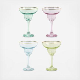 Rainbow Assorted Margarita Glass, Set of 4