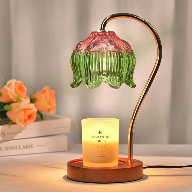 Dimmable Flower Candle Warmer Lamp with Timer, Pink Candle Lamp Warmer for Jar Candle, 2024 Womens Gifts for Christmas, Xmas Gifts for Mom Unique, Home Decor for Bedroom Living Room Decor Aesthetic