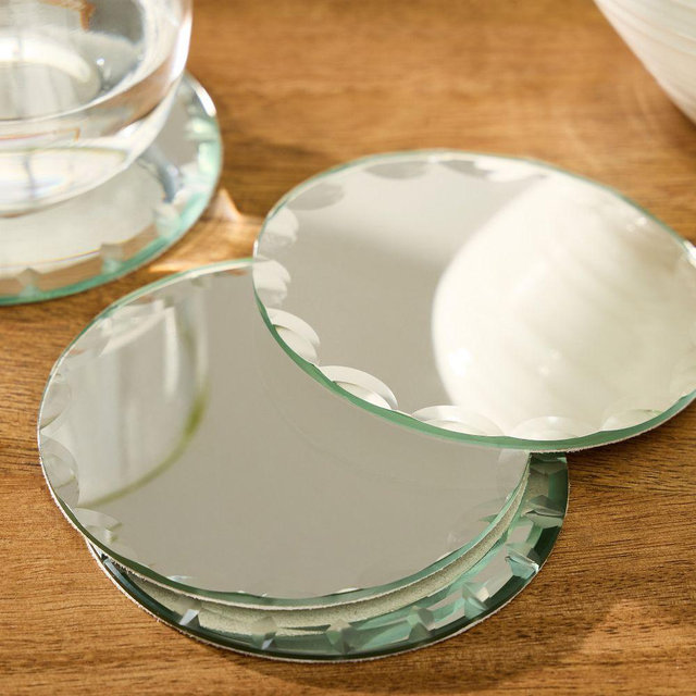 Rough Cut Coasters, Metal/Mirror, Set of 4